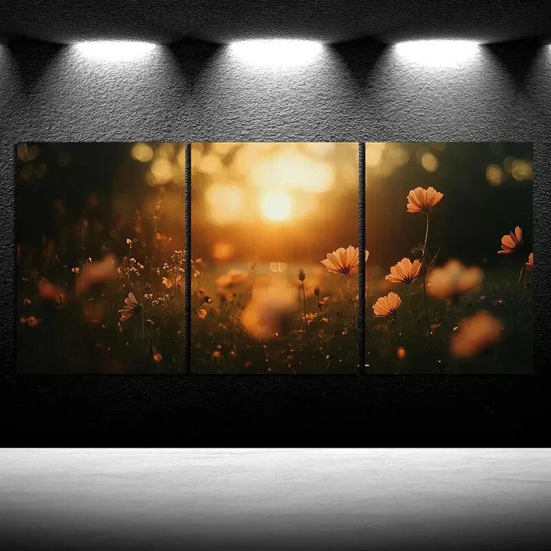 3pcs Flowers Under The Sunshine Metal Print Ready to Hang Art - Bella Home Decor