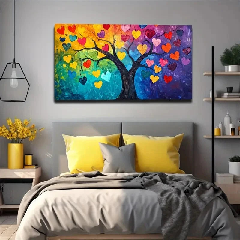 Colorful Love-Themed Design Wall Art Canvas Office Home Room Framed 120x60cm