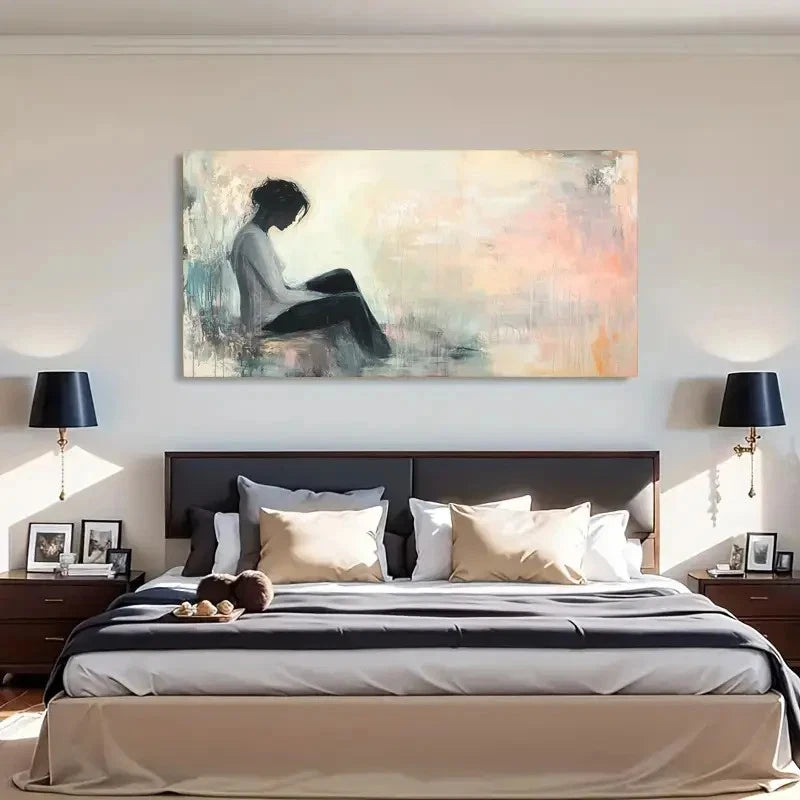Silhouette Woman Landscape Wall Art Canvas Office Home Room Framed 120x60cm - Bella Home Decor