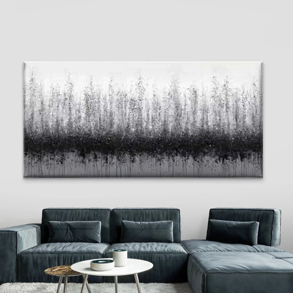 Black and White Drip Wall Art Canvas Office Home Room Framed 120x60cm