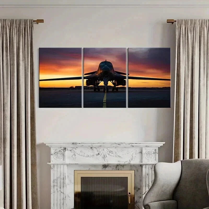 3pcs Military Themed Art Fighter Jets Wall Art Set Canvas Framed 60x90cm - High Quality Print 100% Australian Made Wall Canvas Ready to Hang - Bella Home Decor