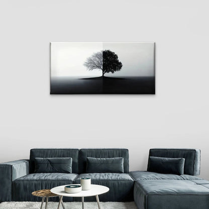 Black White Tree Silhouette Wall Art Canvas Office Home Room Framed 120x60cm