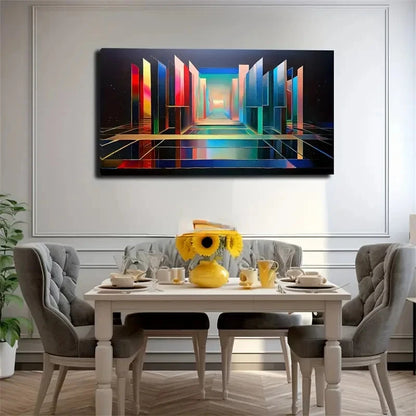 Vibrant Colorful Doorway Wall Art Canvas Office Home Room Framed 120x60cm