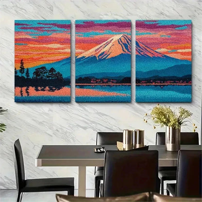 3pcs Vibrant Japanese Travel Decor Fuji Perfect Wall Art Set Canvas Framed 50x70cm - High Quality Print 100% Australian Made Wall Canvas Ready to Hang