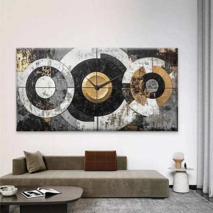 Abstract Wall Clock Geometric Wall Art Canvas Office Home Room Framed 120x60cm