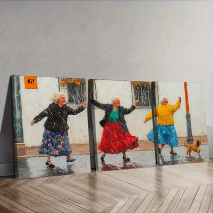 3pcs Dancing in the rain Wall Art Set Canvas Framed 60x90cm - High Quality Print 100% Australian Made Wall Canvas Ready to Hang - Bella Home Decor