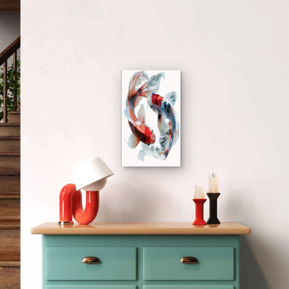 Japanese-Inspired Koi Fish Dance Metal Print Ready to Hang