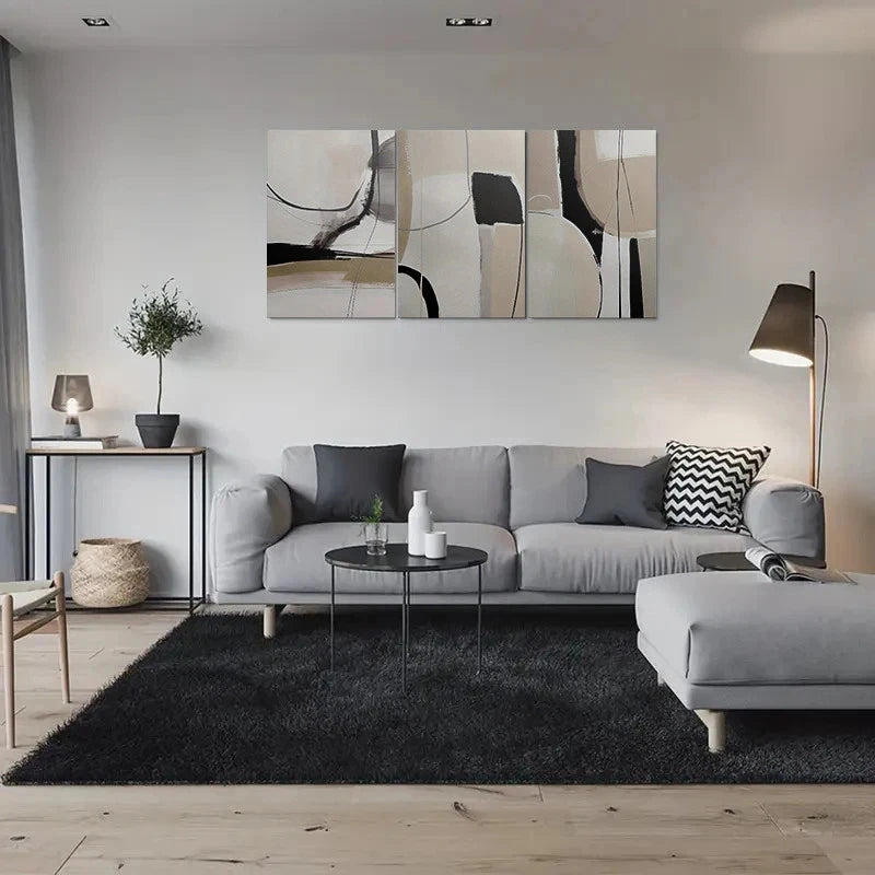 3pcs Geometric Design Abstract Metal Print Ready to Hang Art - Bella Home Decor