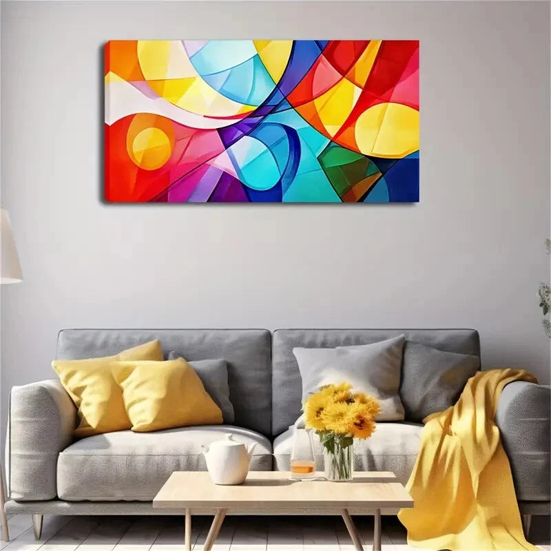 Colorful Geometric Interweave Wall Art Canvas Office Home Room Framed 120x60cm - Bella Home Decor
