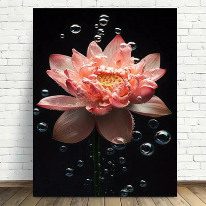 Beautiful Lotus Flower Modern Vintage Painting 40x60cm Metal Print Ready to Hang - Bella Home Decor