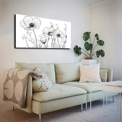 Minimalist Black and White Wall Art canvas office home room framed 120x60cm - Bella Home Decor