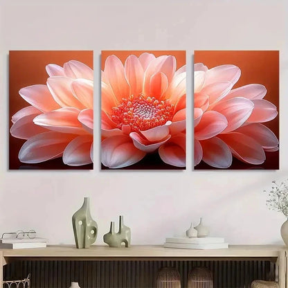 3pcs Chinese Aster Flower Aesthetic Perfect Wall Art Set Canvas Framed 60x90cm - High Quality Print 100% Australian Made Wall Canvas Ready to Hang - Bella Home Decor