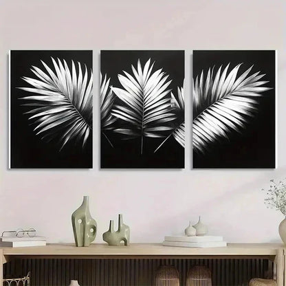 3pcs White Tropical Palm Leaf Nature Wall Art Canvas Unframed - High Quality Print 100% Australian Made Wall Canvas