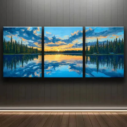 3pcs Colorful Lakes of Alaska Scenery Perfect Wall Art Set Canvas Unframed - High Quality Print 100% Australian Made Wall Canvas - Bella Home Decor