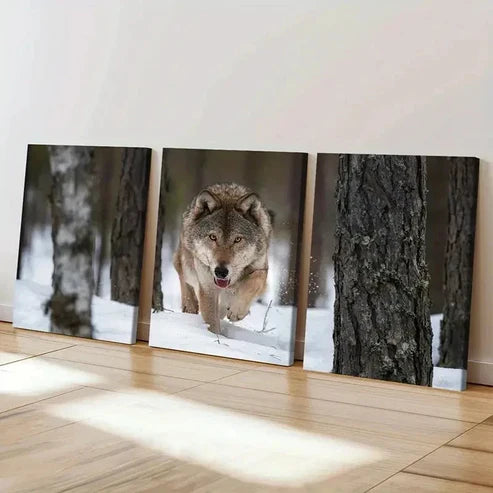 3pcs Snow Scene Animal Art Wolf Wall Art Canvas Unframed - High Quality Print 100% Australian Made Wall Canvas