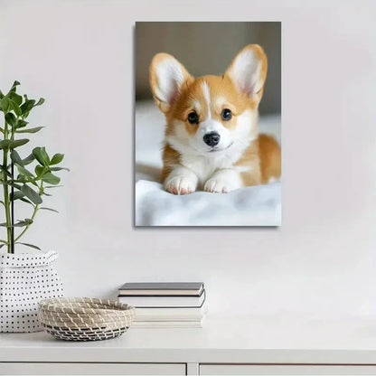 Beautiful Cute Corgi Suitable Painting 40x60cm Metal Print Ready to Hang - Bella Home Decor