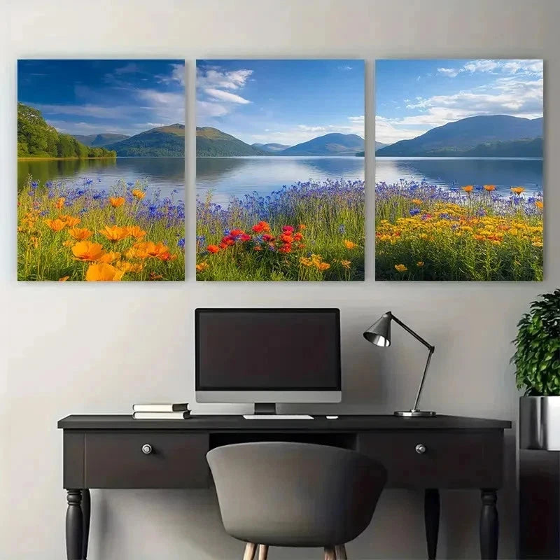 3pcs Loch Lomond Scotland National Park Perfect Wall Art Set Canvas Framed 50x70cm - High Quality Print 100% Australian Made Wall Canvas Ready to Hang