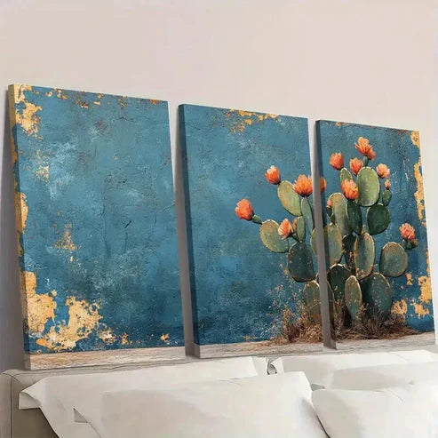 3pcs Desert Print Southwestern Decor Cactus Wall Art Canvas Unframed - High Quality Print 100% Australian Made Wall Canvas