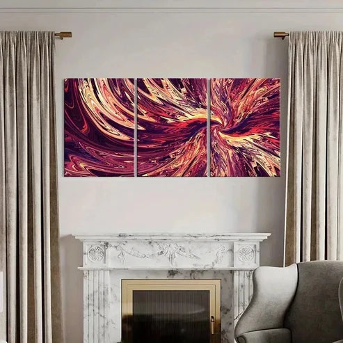 3pcs Abstract Aesthetic Swirl Psychedelic Wall Art Canvas Unframed - High Quality Print 100% Australian Made Wall Canvas