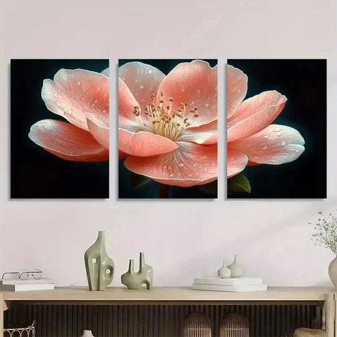 3pcs 3pcs Pink Flowering Quince Nature Wall Art Set Canvas Unframed - High Quality Print 100% Australian Made Wall Canvas - Bella Home Decor