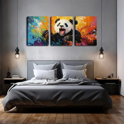 3pcs colorful fantasy world of Giant Panda Wall Art Set Canvas Unframed - High Quality Print 100% Australian Made Wall Canvas - Bella Home Decor