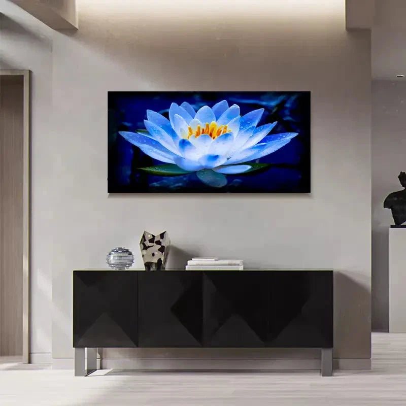 Elegant For Lotus Blue Water Wall Art Canvas Office Home Room Framed 120x60cm - Bella Home Decor