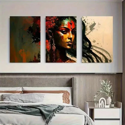 3pcs Abstract Woman Modern Vibrant Perfect Wall Art Set Canvas Unframed - High Quality Print 100% Australian Made Wall Canvas - Bella Home Decor