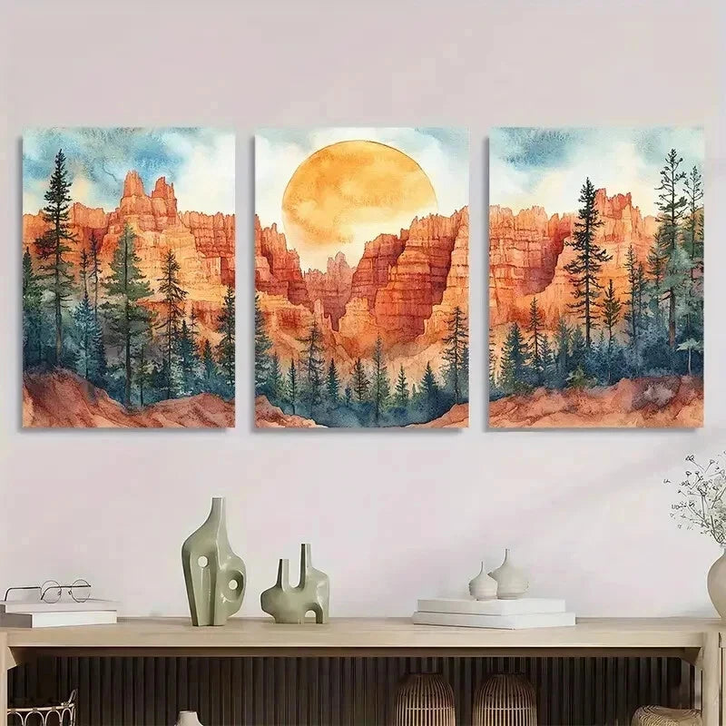 3pcs Bryce Canyon Red Rock Trees Perfect Wall Art Set Canvas Framed 60x90cm - High Quality Print 100% Australian Made Wall Canvas Ready to Hang - Bella Home Decor