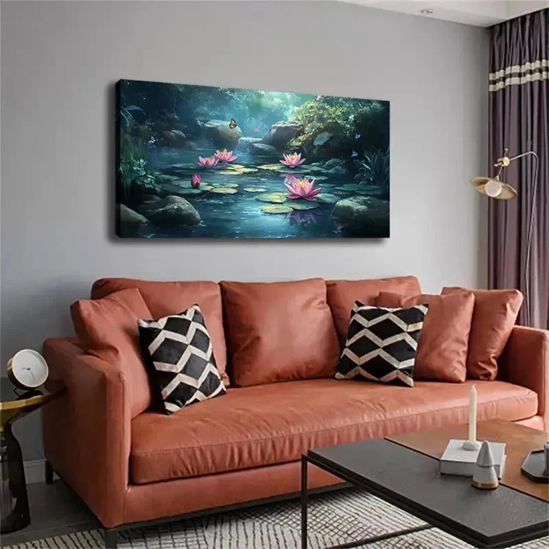 Pink For Lotus Blossoms Decor Wall Art Canvas Office Home Room Framed 120x60cm