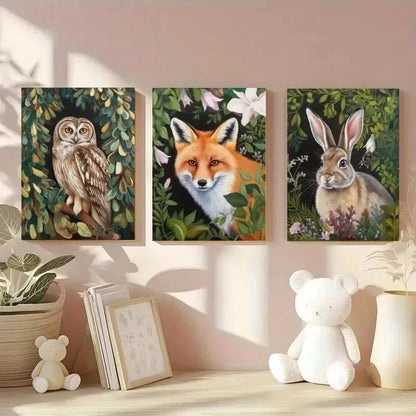 3pcs Realistic Animal Paintings Vibrant Colour  Wall Art Set Canvas Framed 50x70cm - High Quality Print 100% Australian Made Wall Canvas Ready to Hang