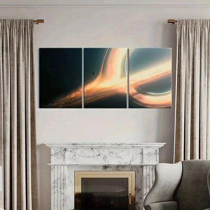 3pcs Space Planet Black Hole Interstellar Wall Art Set Canvas Framed 60x90cm - High Quality Print 100% Australian Made Wall Canvas Ready to Hang