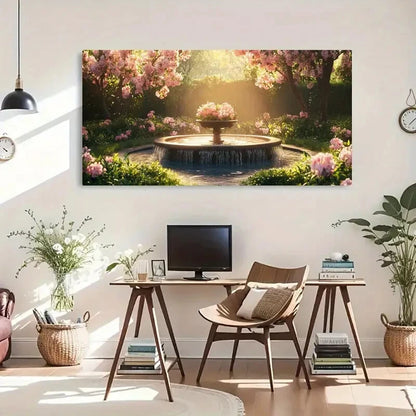 Spring Garden Scene Flowers Wall Art Canvas Office Home Room Framed 120x60cm - Bella Home Decor