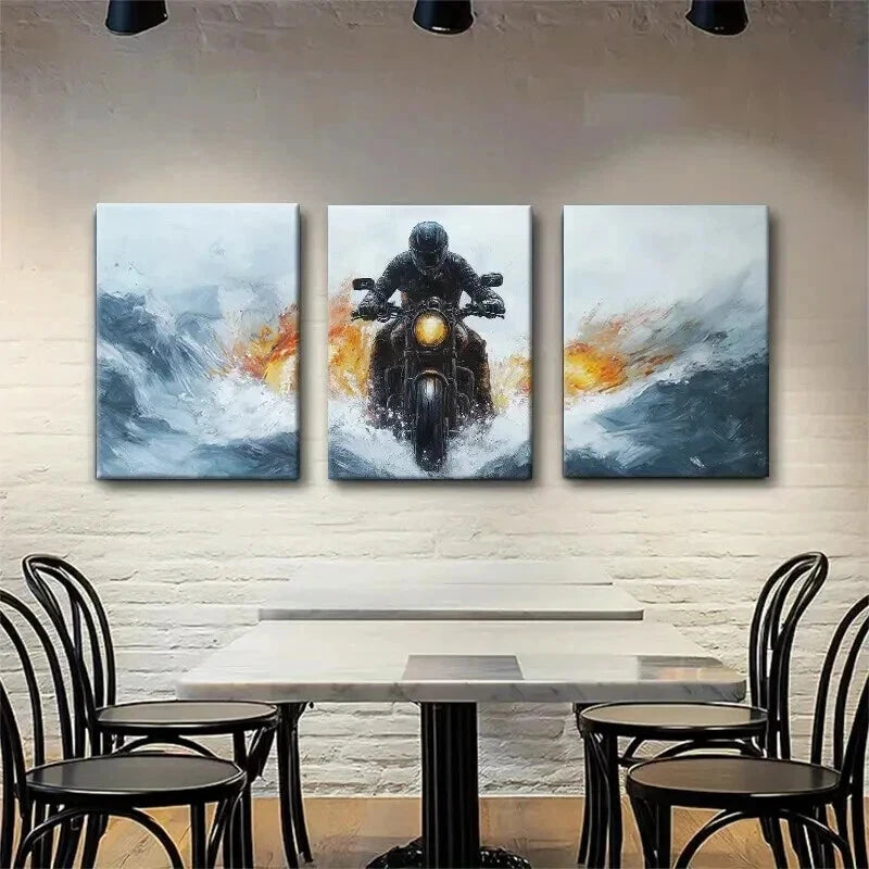 3pcs Through Waves Dynamic Abstract Perfect Wall Art Set Canvas Framed 50x70cm - High Quality Print 100% Australian Made Wall Canvas Ready to Hang