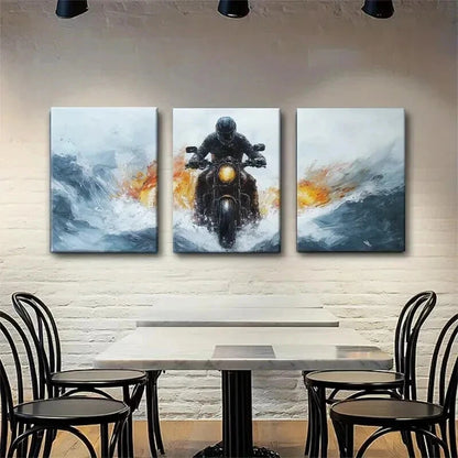 3pcs Through Waves Dynamic Abstract Perfect Wall Art Set Canvas Framed 50x70cm - High Quality Print 100% Australian Made Wall Canvas Ready to Hang