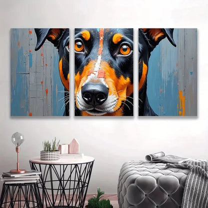 3pcs Doberman Dog Paintings  Wall Art Set Canvas Framed 60x90cm - High Quality Print 100% Australian Made Wall Canvas Ready to Hang - Bella Home Decor