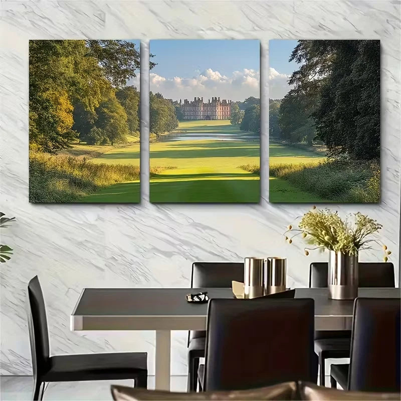 3pcs Castle Howard Blue Sky Greenery Metal Print Ready to Hang Art - Bella Home Decor