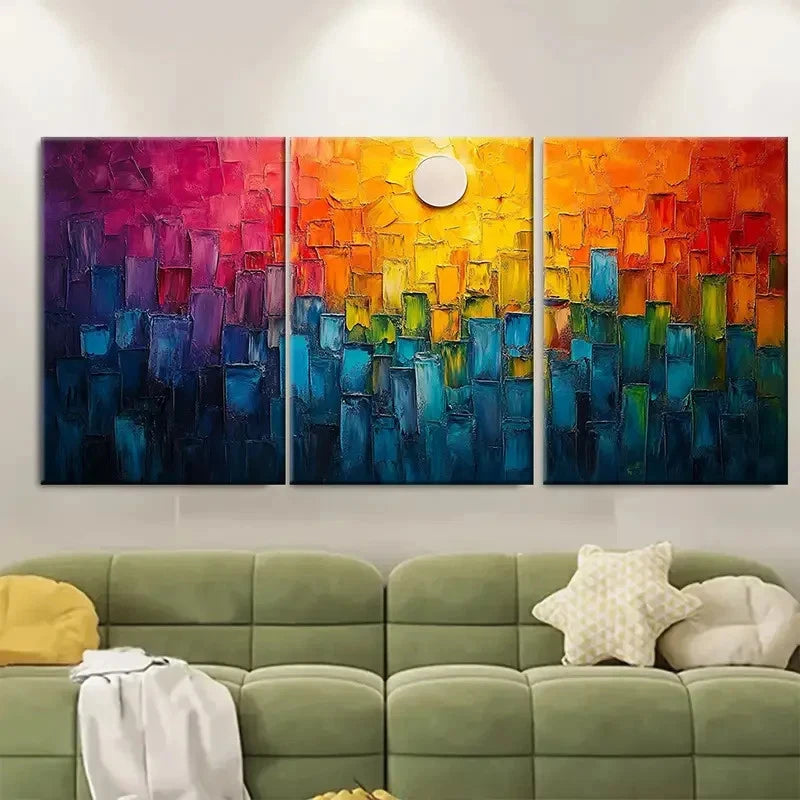 3pcs 3D Textured Abstract Modern Painting Wall Art Set Canvas Framed 50x70cm - High Quality Print 100% Australian Made Wall Canvas Ready to Hang - Bella Home Decor