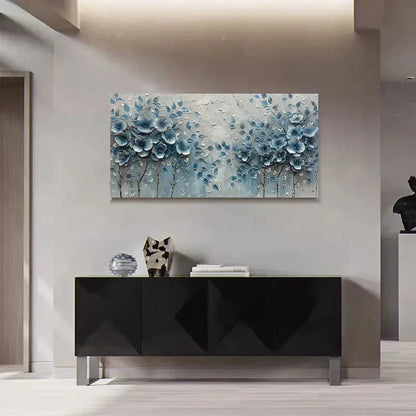 Nordic Abstract Floral Blue Wall Art Canvas Office Home Room Framed 120x60cm