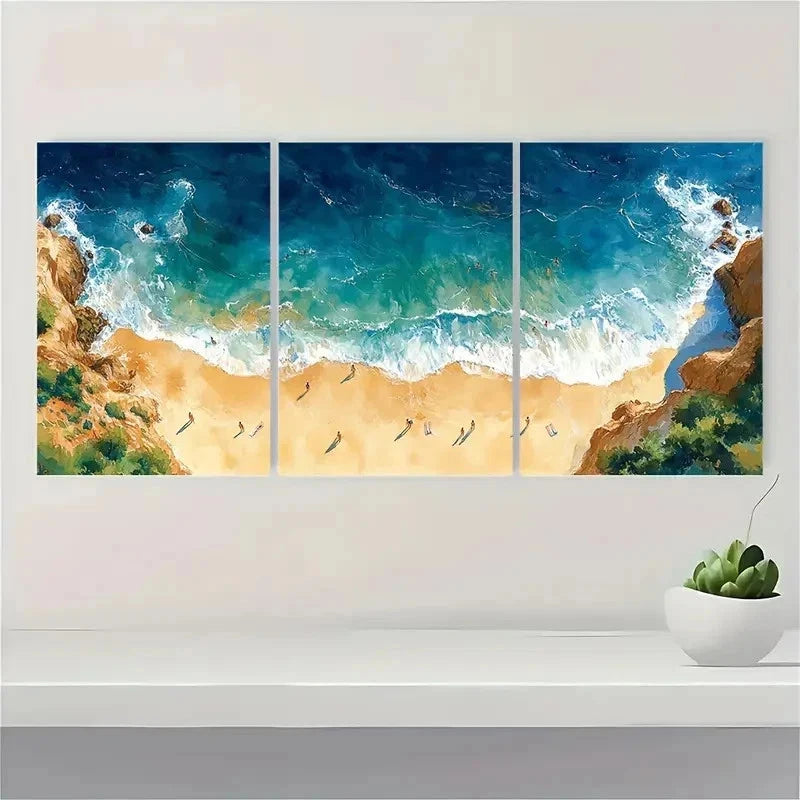 3pcs Swimming People Watercolor G    Wall Art Set Canvas Framed 40x60cm - High Quality Print 100% Australian Made Wall Canvas Ready to Hang