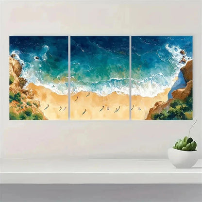 3pcs Swimming People Watercolor G    Wall Art Set Canvas Framed 40x60cm - High Quality Print 100% Australian Made Wall Canvas Ready to Hang