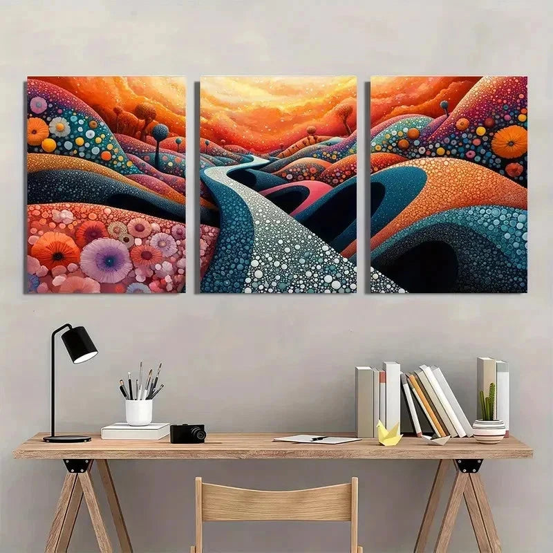 3pcs Abstract Panoramic Jacanid Marble Perfect Wall Art Set Canvas Framed 50x70cm - High Quality Print 100% Australian Made Wall Canvas Ready to Hang - Bella Home Decor