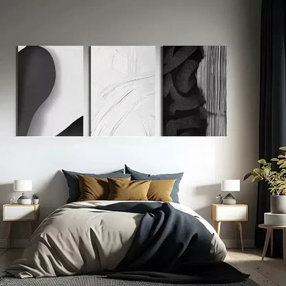 3pcs Black and White Abstract Canvas Framed 60x90 cm - High Quality Print 100% Australian Made Wall Canvas Ready to Hang