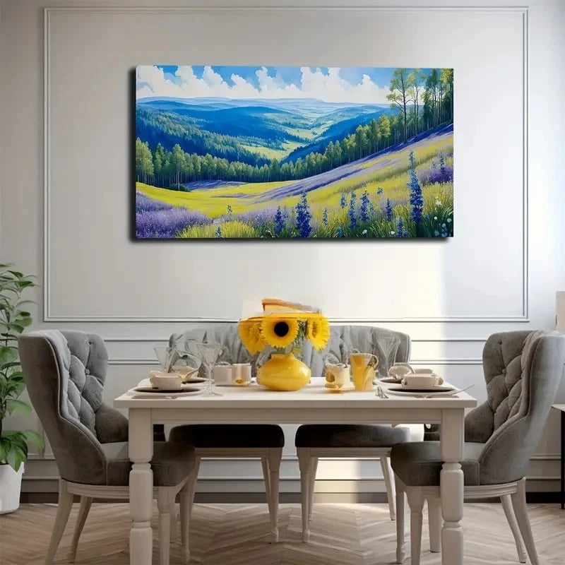 Meadow With Wildflowers Wall Art Canvas Office Home Room Framed 120x60cm