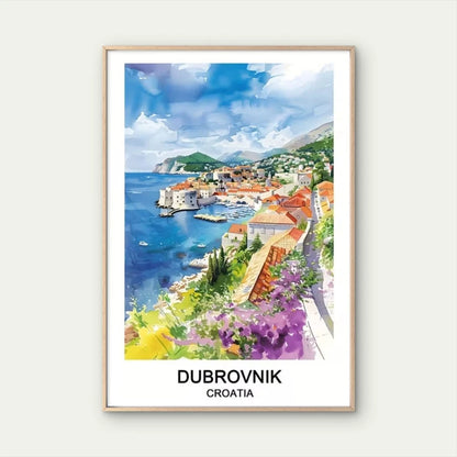 Dubrovnik Croatia Classic Historic Town Travel Poster Print Wall Art