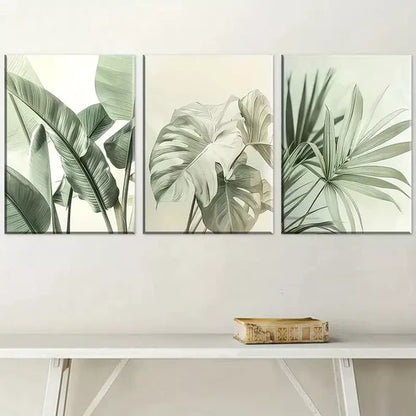 3pcs Minimalist Landscape Natural Plant Leaves Canvas Unframed - High Quality Print 100% Australian Made Wall Canvas