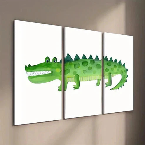 3pcs Watercolor Crocodile Print Decor Wall Art Set Canvas Unframed - High Quality Print 100% Australian Made Wall Canvas