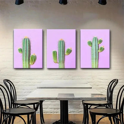 3pcs Cactus Modern Botanical Desert Perfect Wall Art Set Canvas Framed 60x90cm - High Quality Print 100% Australian Made Wall Canvas Ready to Hang - Bella Home Decor