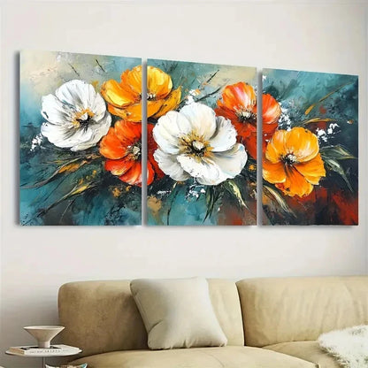 3pcs Colorful Poppy & Daisy Design Wall Art Set Canvas Framed 50x70cm - High Quality Print 100% Australian Made Wall Canvas Ready to Hang - Bella Home Decor