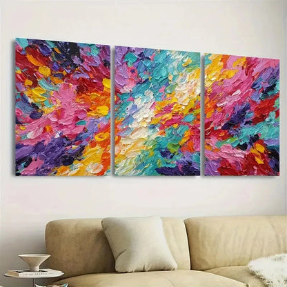 3pcs Colorful Impasto Vibrant Modern Art Wall Art Set Canvas Framed 60x90cm - High Quality Print 100% Australian Made Wall Canvas Ready to Hang - Bella Home Decor