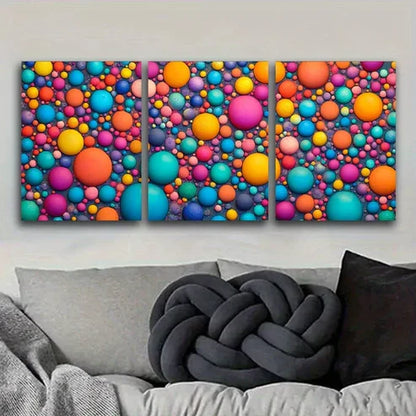 3 PCS Colorful Bubbles Abstract Wall Art Set Canvas Unframed - High Quality Print 100% Australian Made Wall Canvas - Bella Home Decor